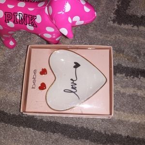 Bebe Little Red Heart's/Diamond Earring's/ Jewelry ❤ love dish